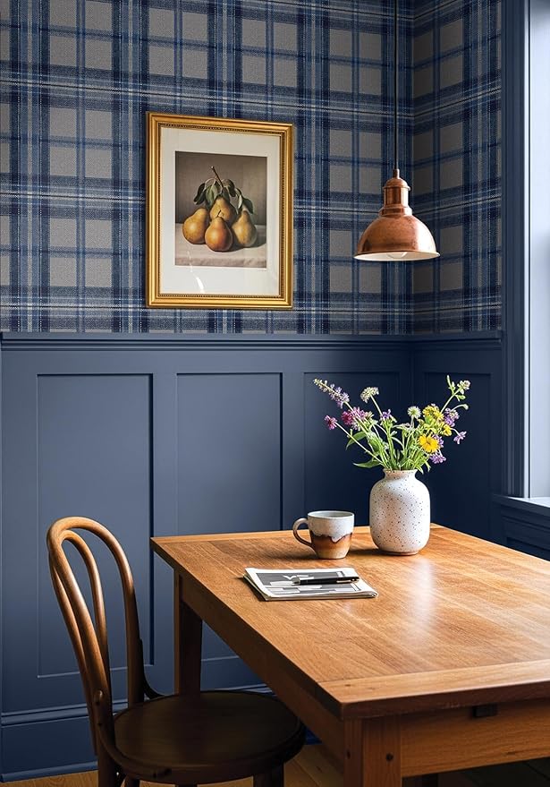 NextWall Harry & Grace Herringbone Plaid Premium Matte Non-Woven Peel and Stick