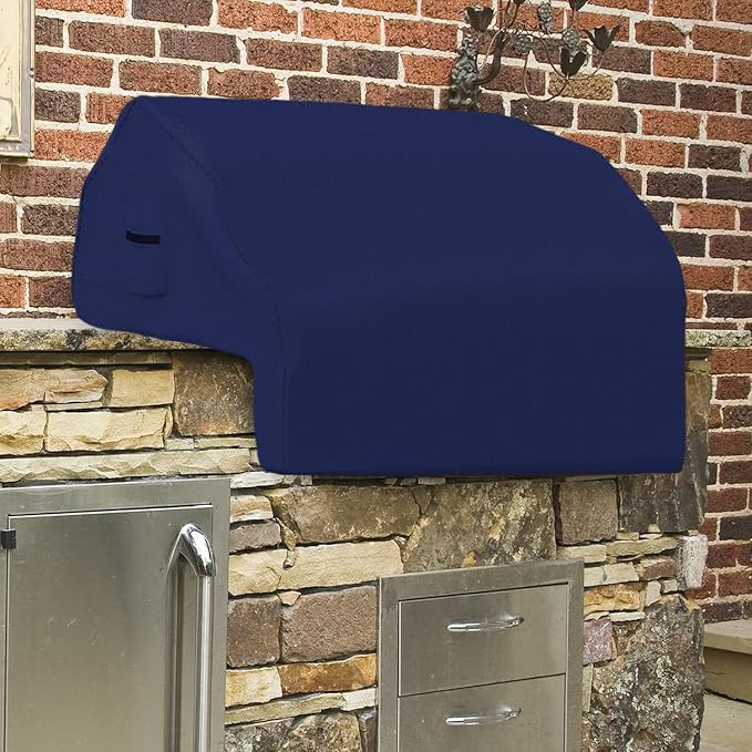 Covers & All Built-in Grill Cover for Outdoor Grill – Heavy Duty 12 oz Waterproof Built-in BBQ Grill Cover, PVC-Coated Polyester with Elastic Hem for Snug Fit (44 x 27 x 26 inches, Blue)