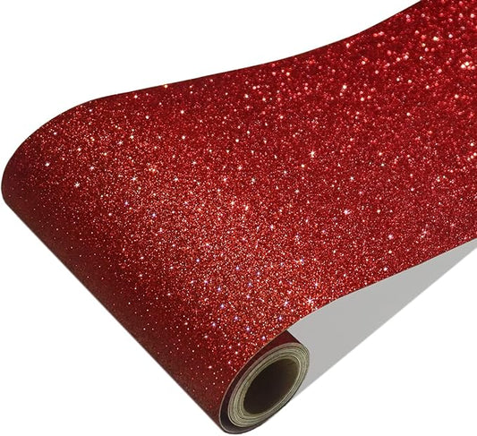CRE8TIVE Red Glitter Wallpaper Border Peel and Stick Decorative Sparkle Red