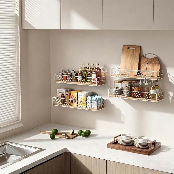 Floating Shelves for Wall, 4 Sets Rustic Wall Mounted Shelves