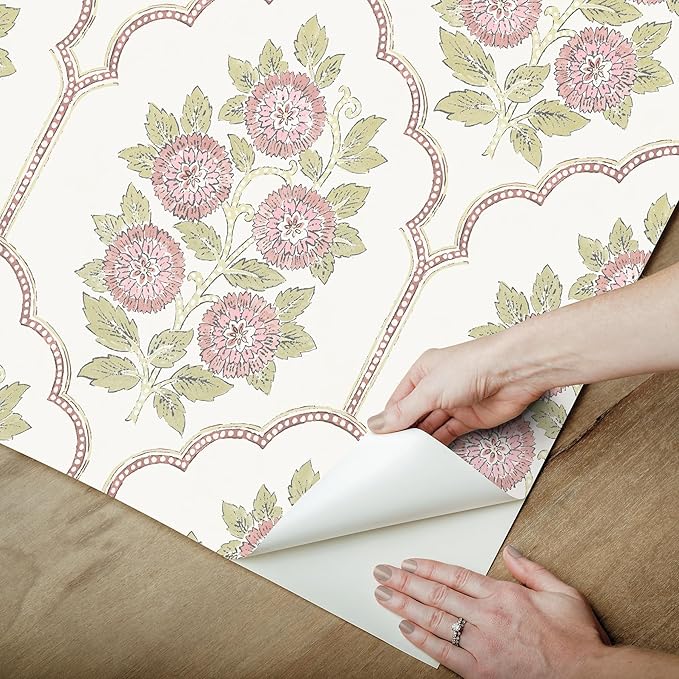 NuWallpaper x Society Social Floral Bazaar Rose Water Peel and Stick Wallpaper