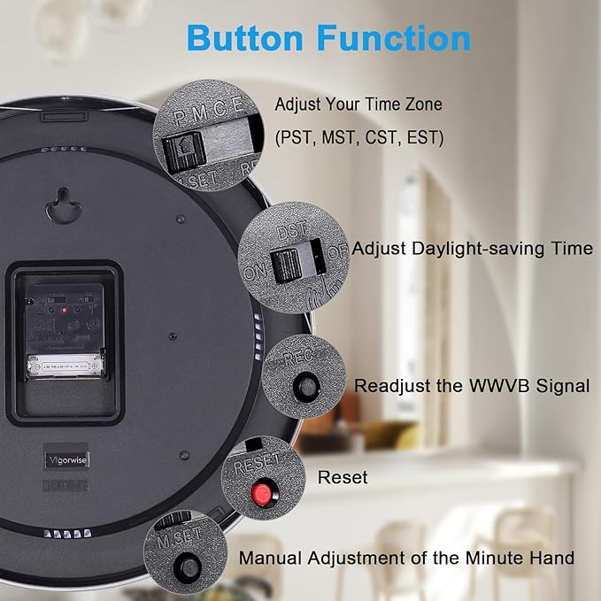Atomic Analog Wall Clock, 14Inch Radio Controlled Sets Automatically Wall Clock