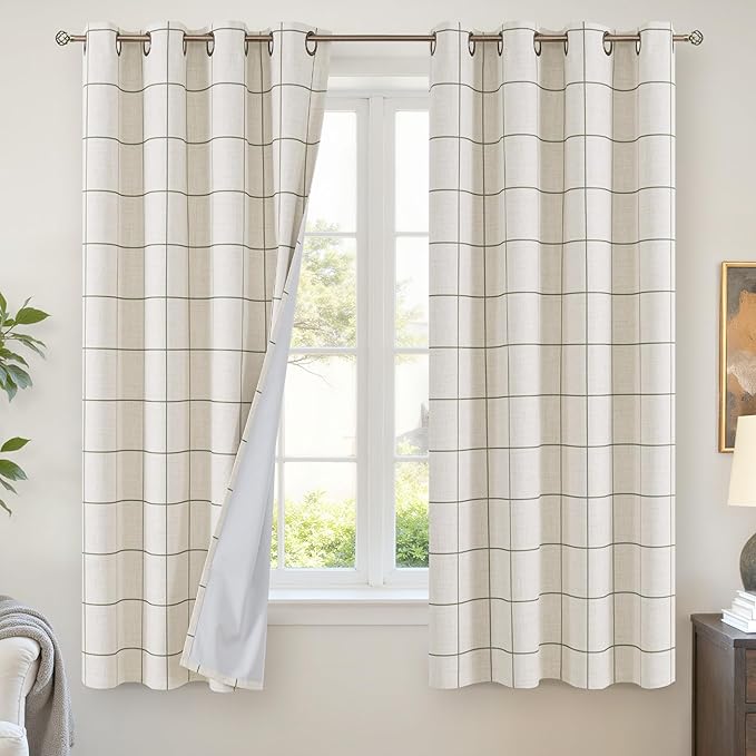 Lajode Linen Blackout Curtains for Bedroom