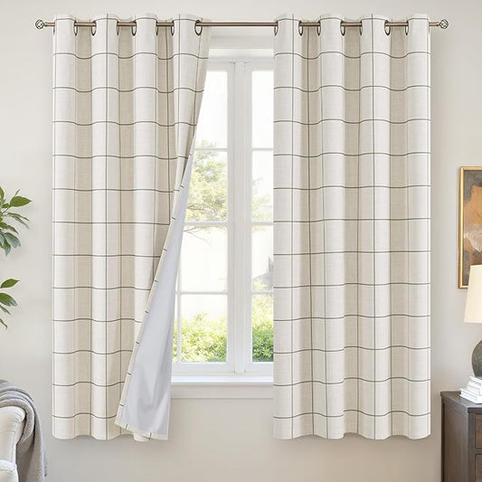 Lajode Linen Blackout Curtains for Bedroom