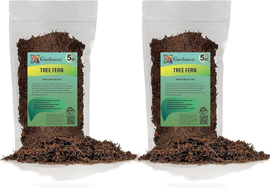 Premium New Zealand Tree Fern by GARDENERA - 10 Quart - Orchid and Epiphytal Plants Growing Medium and Reptile Substrate (2 Bags of 5 Quart)
