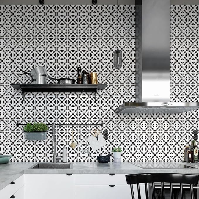 Jeweluck Black and White Peel and Stick Wallpaper Black and White Removable