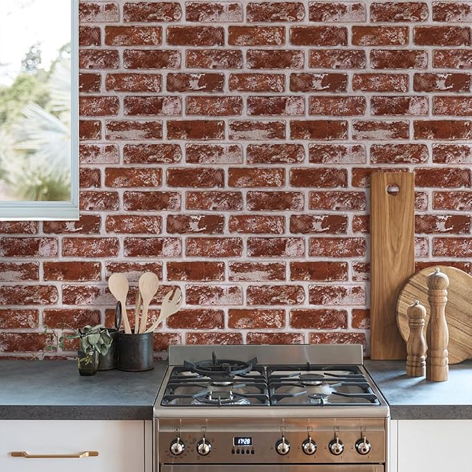 COMSTICKC 3D Faux Brick Wall Panels Peel and Stick, Small Size Thin PVC Fake