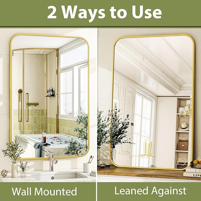 Easly 20 x 28 Inch Bathroom Mirror, Rounded Rectangular Vanity Mirror
