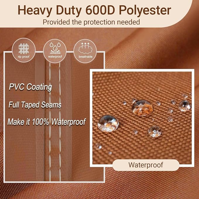 NettyPro Grill Cover Heavy Duty Waterproof 48 inch, Outdoor 2-3 Burners Gas BBQ Cover for Outside Weber, Char-Broil, Brinkmann, Nexgrill Barbecue, Brown