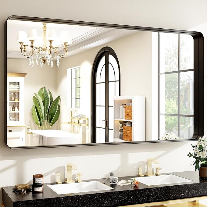 Easly 48"x30" Black Bathroom Mirror