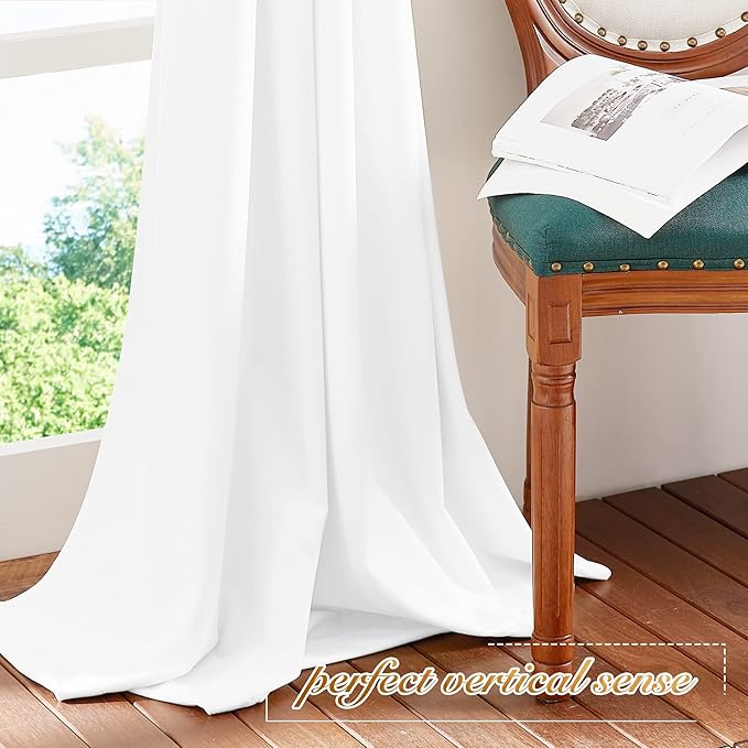 NICETOWN White Velvet Curtains 72 inches