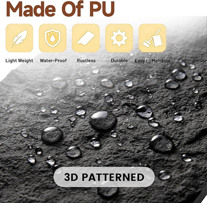 VooBang 4 Pack 3D Wall Panels, Lava Rock Molten Texture PU Wall Panels