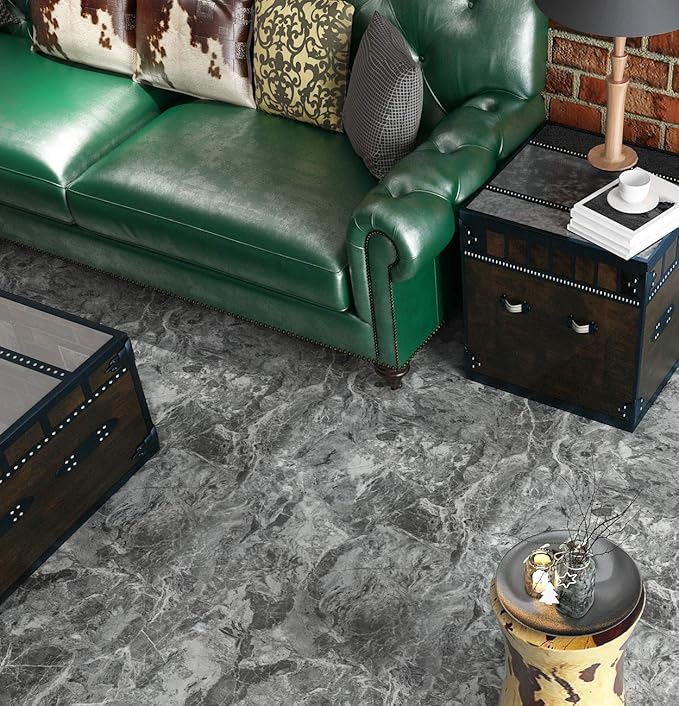 Livelynine Charcoal Concrete Wallpaper Peel and Stick Grey Contact Paper