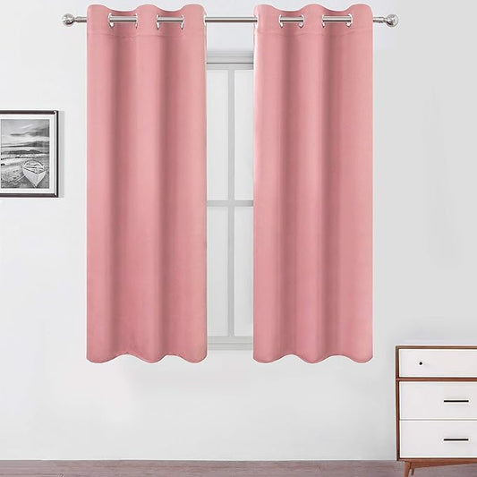 LEMOMO Pink Blackout Curtains 40 x 63 Inch Length/Set of 2 Curtain