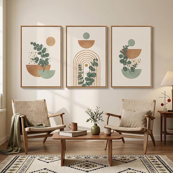 Large Framed Abstract Boho Wall Art
