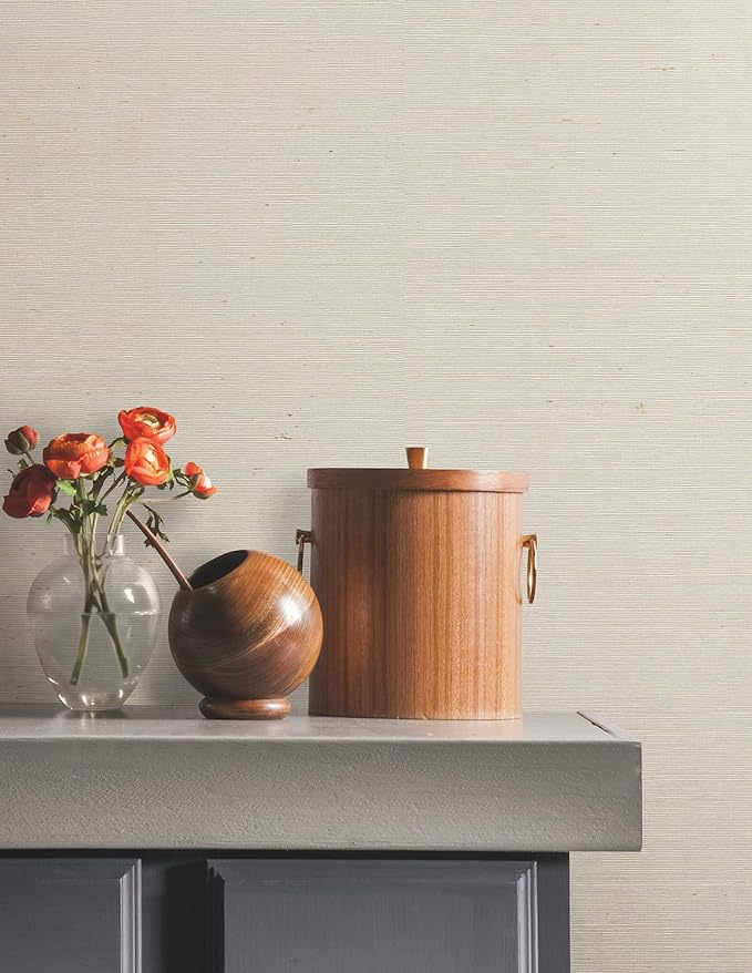 York Wallcoverings Natural Sisal White Peel and Stick Grasscloth Wallpaper