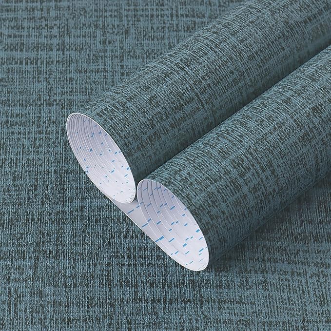 Guvana Grasscloth Peel and Stick Wallpaper Blue Textured Contact Paper Modern