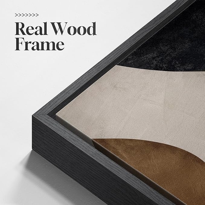 Framed Neutral Abstract Minimalist Wall Art Set of 2, Modern Canvas Prints