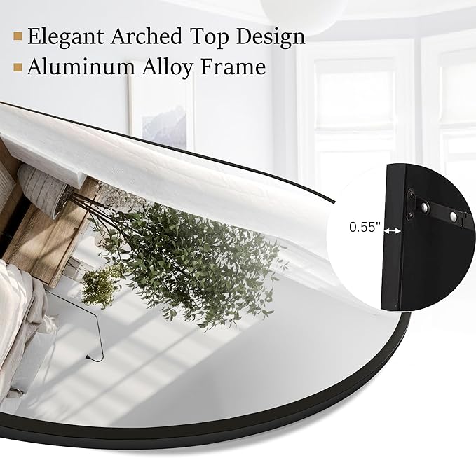 Rowjut Floor Full Length Mirror, Arched Mirrors Full Length 76"x34"