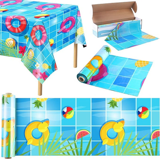 Kochorie 100 Ft x 54 Inch Swimming Pool Plastic Tablecloth Roll Pool Party