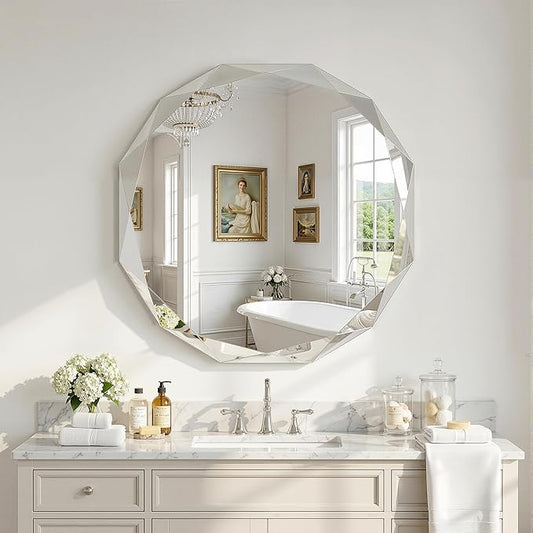 Suidia Bathroom Mirror, Frameless Bathroom Mirror