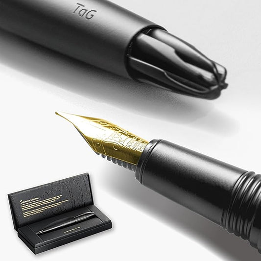 TAG Submarine Luxury Fountain Pen – TurbineDriven Refill, Gold-Plated Medium Nib, Elegant Writing Gift for Men & Women, Designed by Award-Winning Team