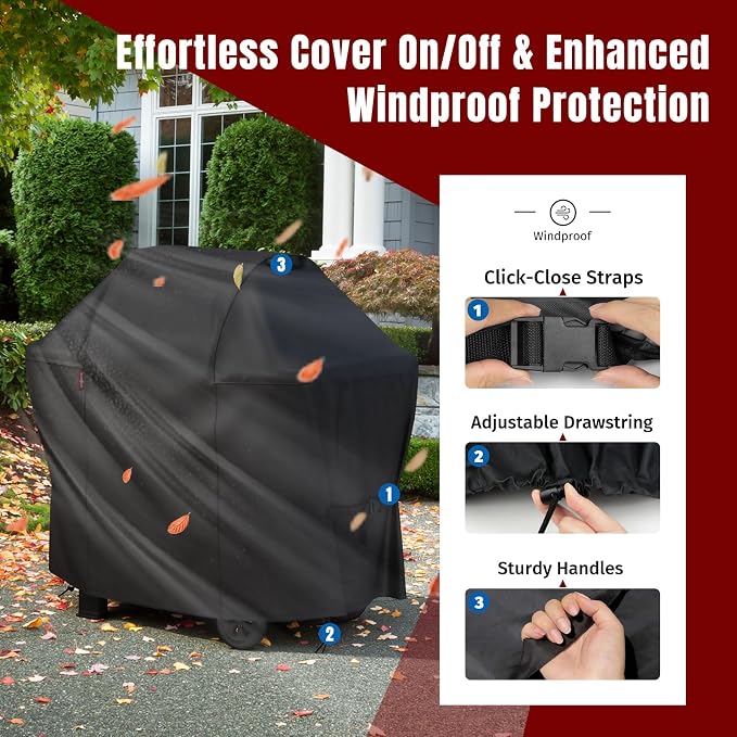 SHINESTAR 48 Inch Grill Cover for Weber Spirit II 200 Series, Heavy Duty Oxford Fabric BBQ Cover Waterproof UV Protection, Windproof with Adjustable Magic Tape Straps