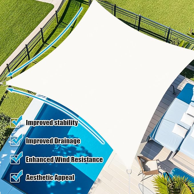 Amagenix Sun Shade Sail 12X25 Curved Edge Outdoor Shade Canopy White Breathable 95% UV Block Shade Cloth for Patio Garden Backyard (We Make Custom Size)