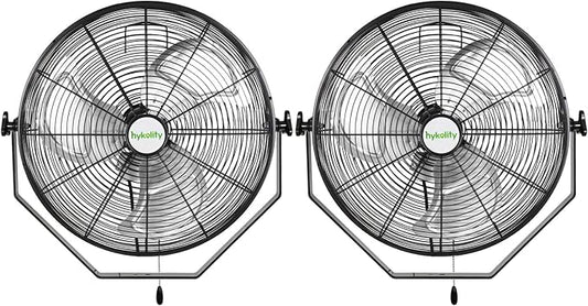 20 in. Industrial Wall Mount Fan, 4600 CFM 3-Speeds High Velocity Fan with Sealed Motor, Heavy Duty Metal Barn Fans for Garage, Workshop and Warehouse, 2 Pack, UL Listed