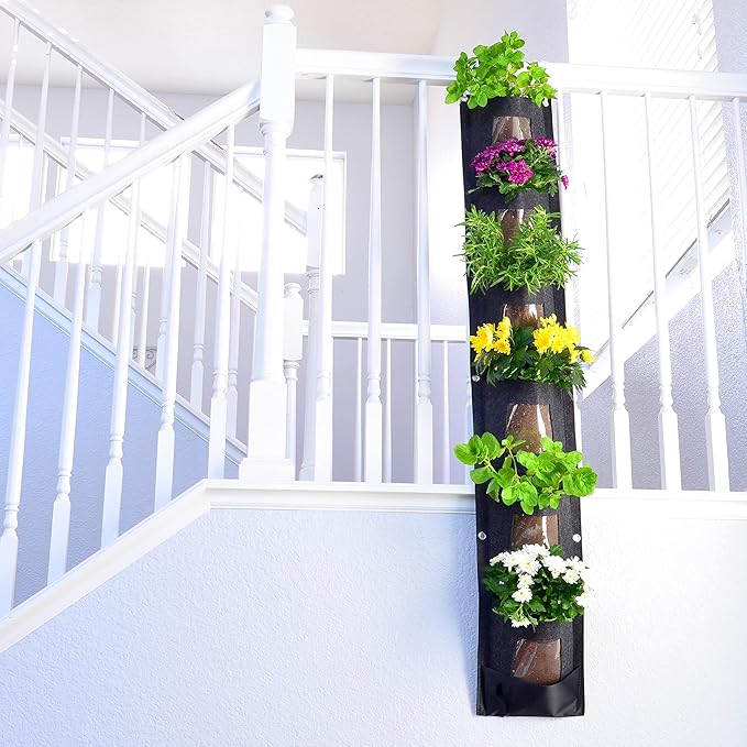 6 Pocket Vertical Grow Bag, Hanging Wall Garden Planter, Indoor Outdoor