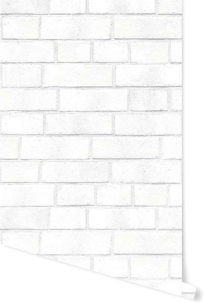 Tempaper Textured White Brick Removable Peel and Stick Wallpaper, 20.5 in X
