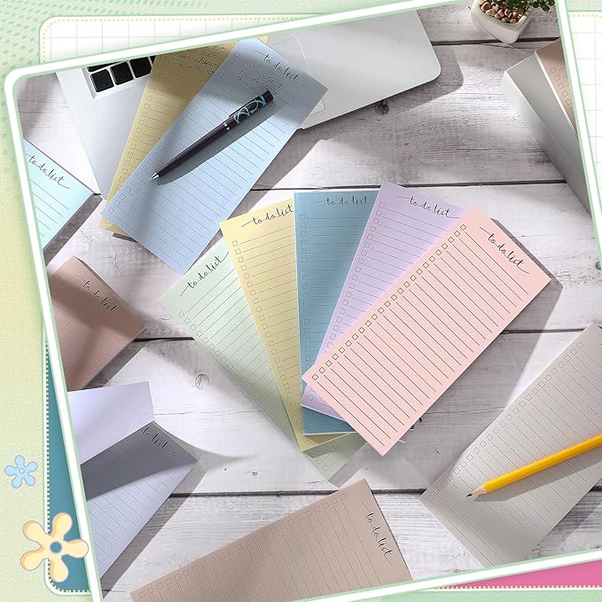 Censen 10 Pack 500 Sheets To Do List Notes Daily Checklist Notepads with 50 Sheets Each Undated Color Memo Pad Block Shopping List Pad Weekly Plan Notepad Organizer Planners(Morandi Color,Lined)