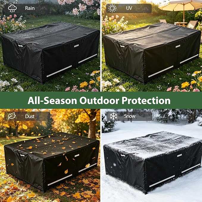 Rectangular Outdoor Furniture Covers Waterproof, 108.5" x 82.5" x 28" Heavy Duty Patio Furniture Covers, 100% Waterproof Outdoor Couch Covers, Lawn Patio Sofa Cover with Reflective Strip and Air Vent