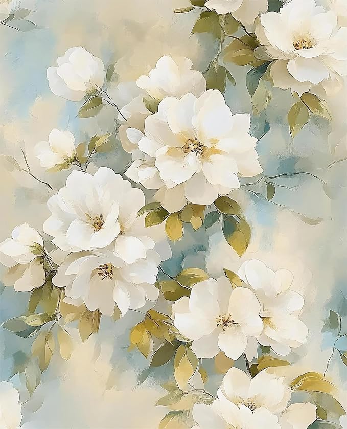 Floral Wallpaper Peel and Stick Vintage Beige Flowers Contact Paper Vinyl