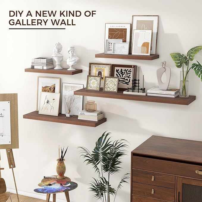 Venusmiles Floating Shelves for Wall 24 inch Long, Engineered Wood Wall Shelves