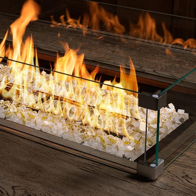 Mr. Fireglass 10 Pounds Fire Glass - 1/2 Inch High Luster Reflective Tempered Glass Rocks for Fireplace Fire Pit Table and Landscaping, Gold