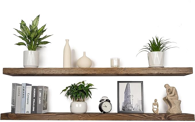 Floating Shelves 60 inch Long 8 "deep Set of 2, Heavy Duty Wood Wall Mounted