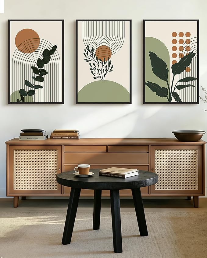 PHOPAGO Boho Plant Wall Art Green Botanical Bohemain Framed Wall Printing