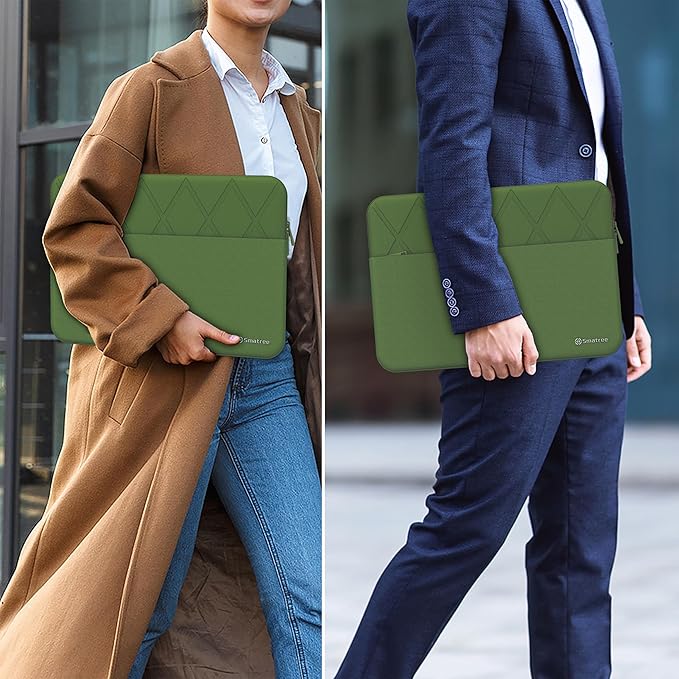 Smatree Laptop Sleeve for 14 inch MSI Modern 14/Summit E14 Flip Evo/Summit E14 Evo/Prestige 14H/Prestige 14 Evo, Protective Laptop Case with Pocket, YKK Zipper, Shockproof Design, Green (E425G)