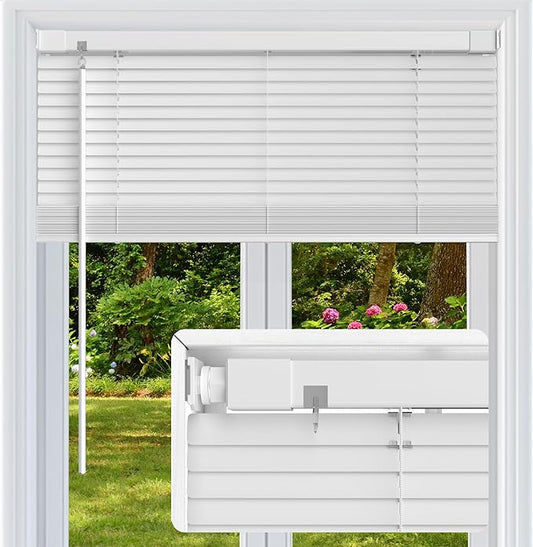 No Drill No Tool 1" Vinyl Mini Blinds, Light Filtering Horizontal Window Blinds