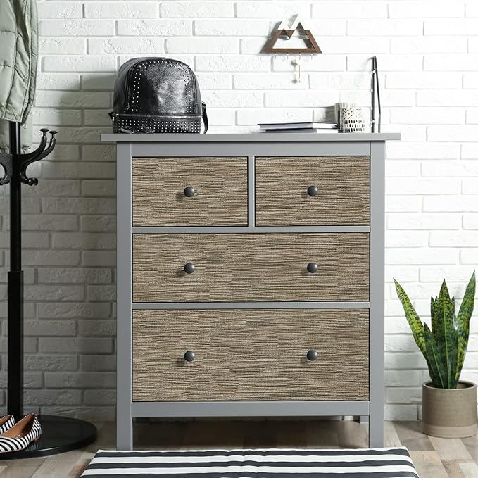 VEELIKE Taupe Grasscloth Peel and Stick Wallpaper Textured Faux Grasscloth