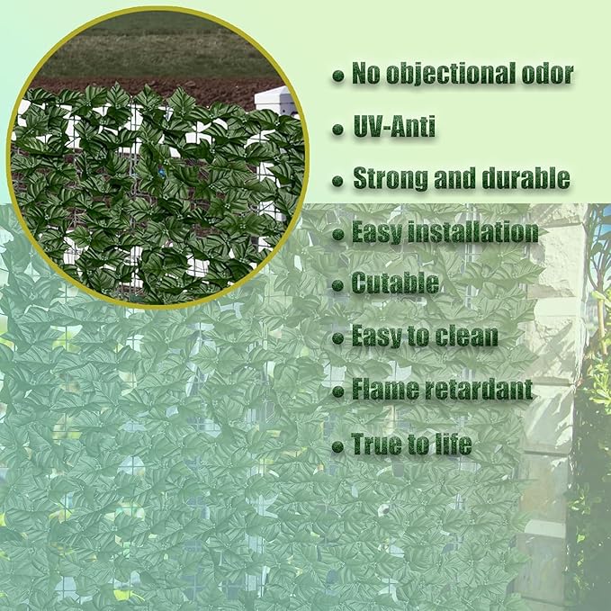 Artificial Ivy Privacy Fence Screen: 80 "x 120" Anti-Ultraviolet Artificial