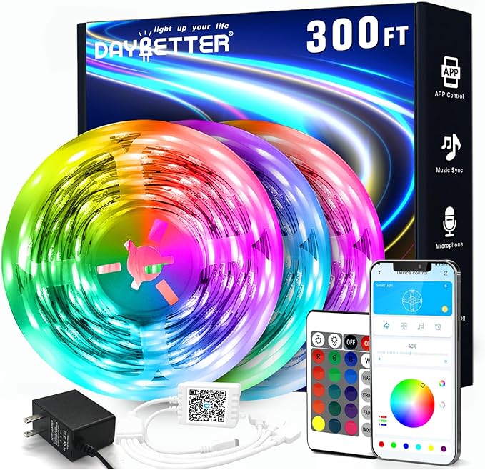 DAYBETTER Led Strip Lights 300 ft Color Changing Lights Strip