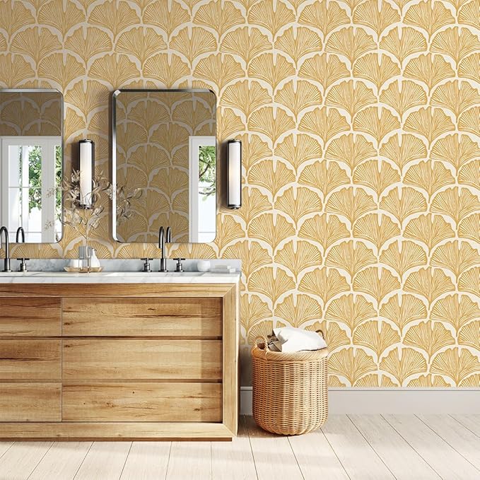 Tempaper x Novogratz Golden Mustard Feather Palm Removable Peel and Stick