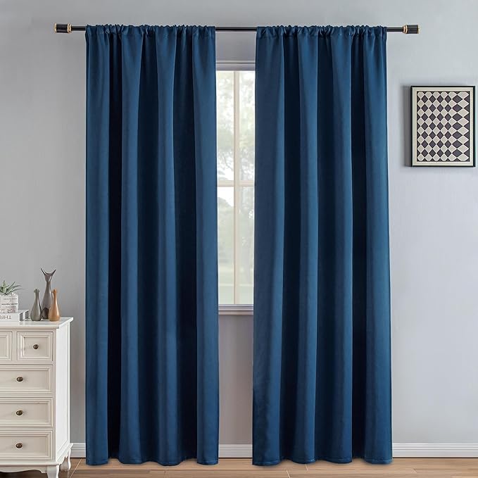 IGEMAEVE Blackout Curtains 84 Inch Length 2 Panels Set, Rod Pocket Energy