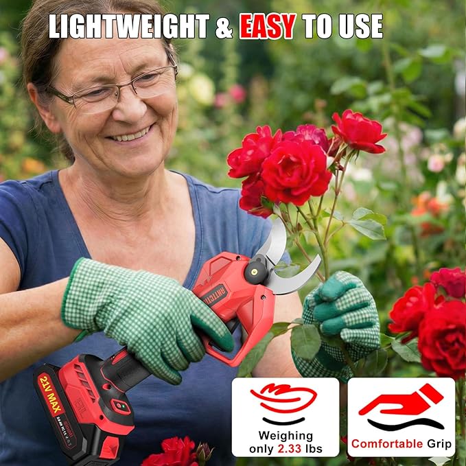 Upgraded Electric Pruning Shears, Big 2.56'' Cutting Diameter Cordless Pruner for Gardening with Dual 2.0AH Batteries & Extra Replacement Blades, Branch Cutter for Tree & Flower Trimming