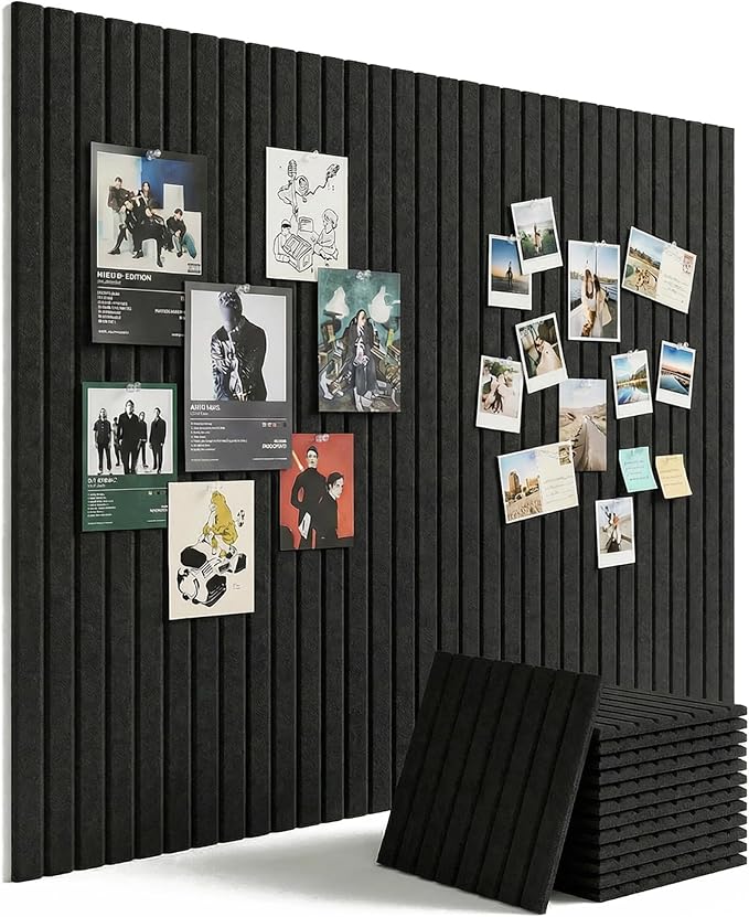 Aothia 12-Pack Felt Bulletin Board Tiles 48"x36", Modular Pin Board