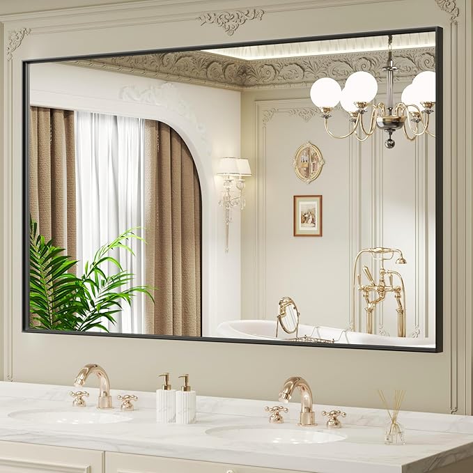 LOAAO Black Bathroom Mirror 60"X36"