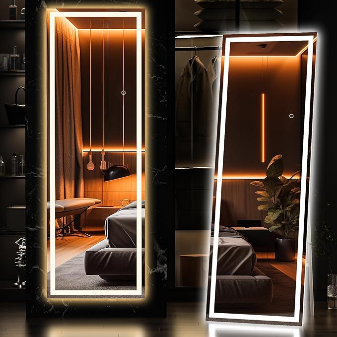 Hasipu Full Length Mirror with Lights, Full Body Dressing Standing, Hanging