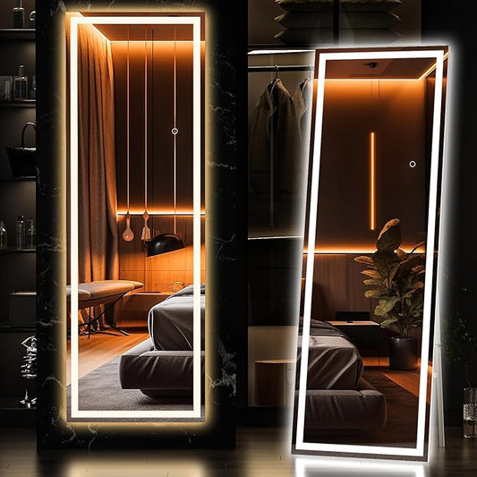 Hasipu Full Length Mirror with Lights, Full Body Dressing Standing, Hanging